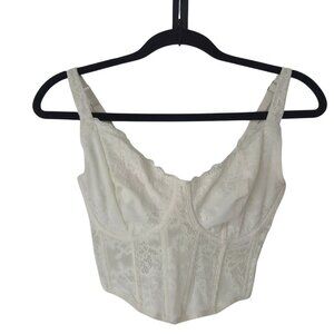NWT Gilly Hicks Lace Corset Bra Curvy White Cream Crop Top Women's XS